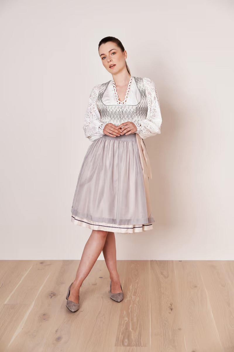 Kruger Midi Dirndl 2pcs. 60cm "Nellie" grey (38) *low stock