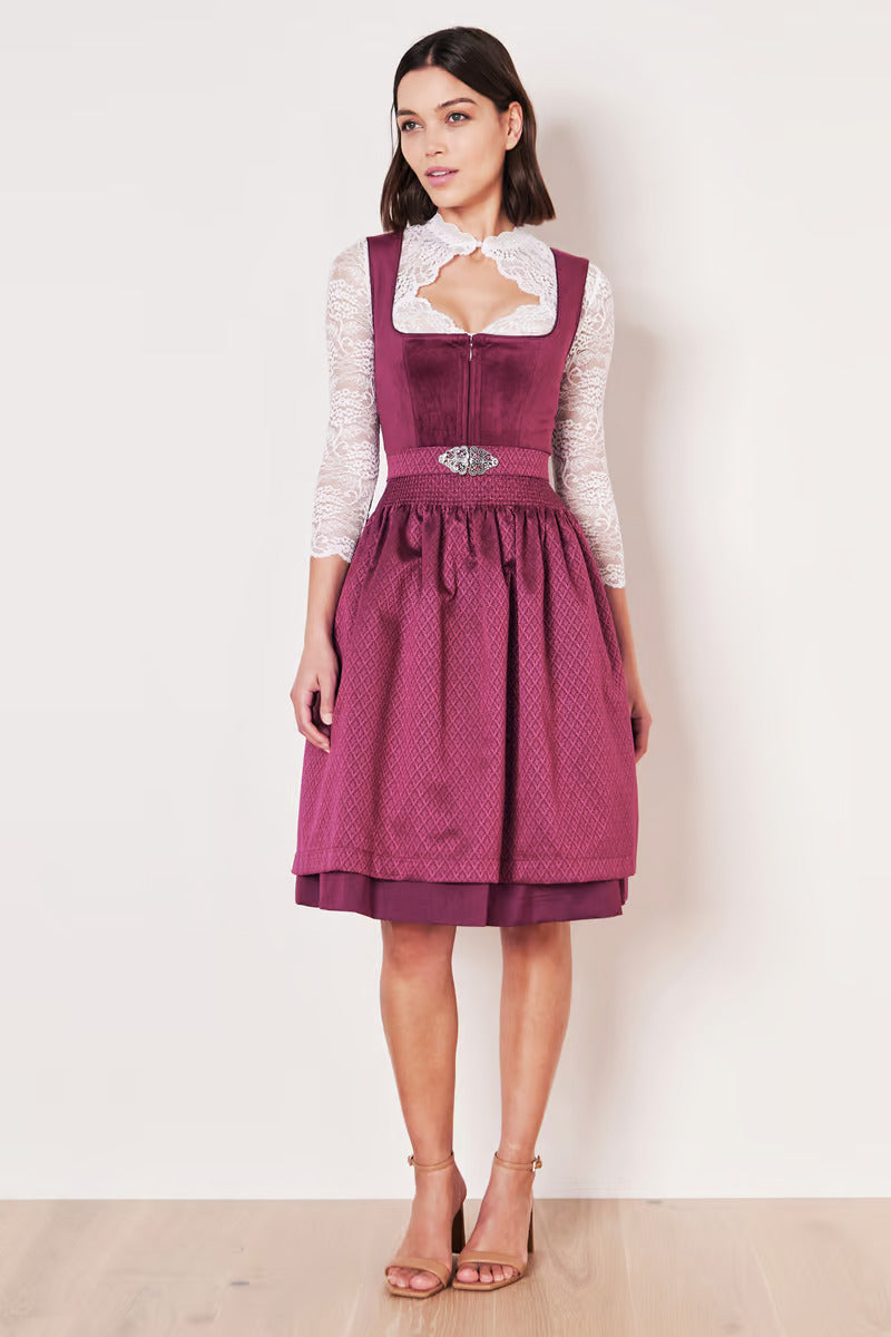 Kruger Midi Dirndl 2pcs. 60cm "Alisha" berry