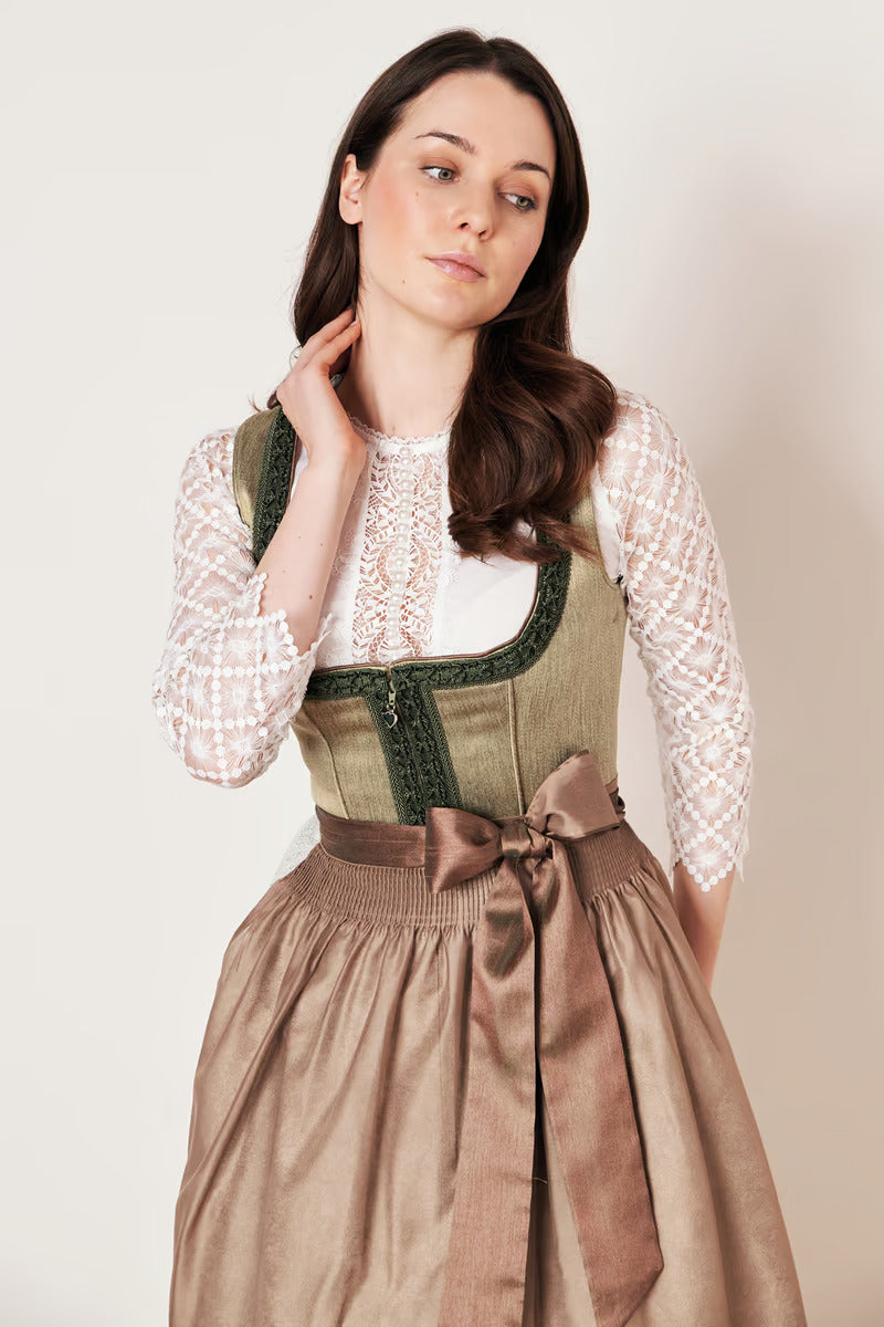 Kruger Midi Dirndl 2pcs. 60cm "Danila" grun (low stock)