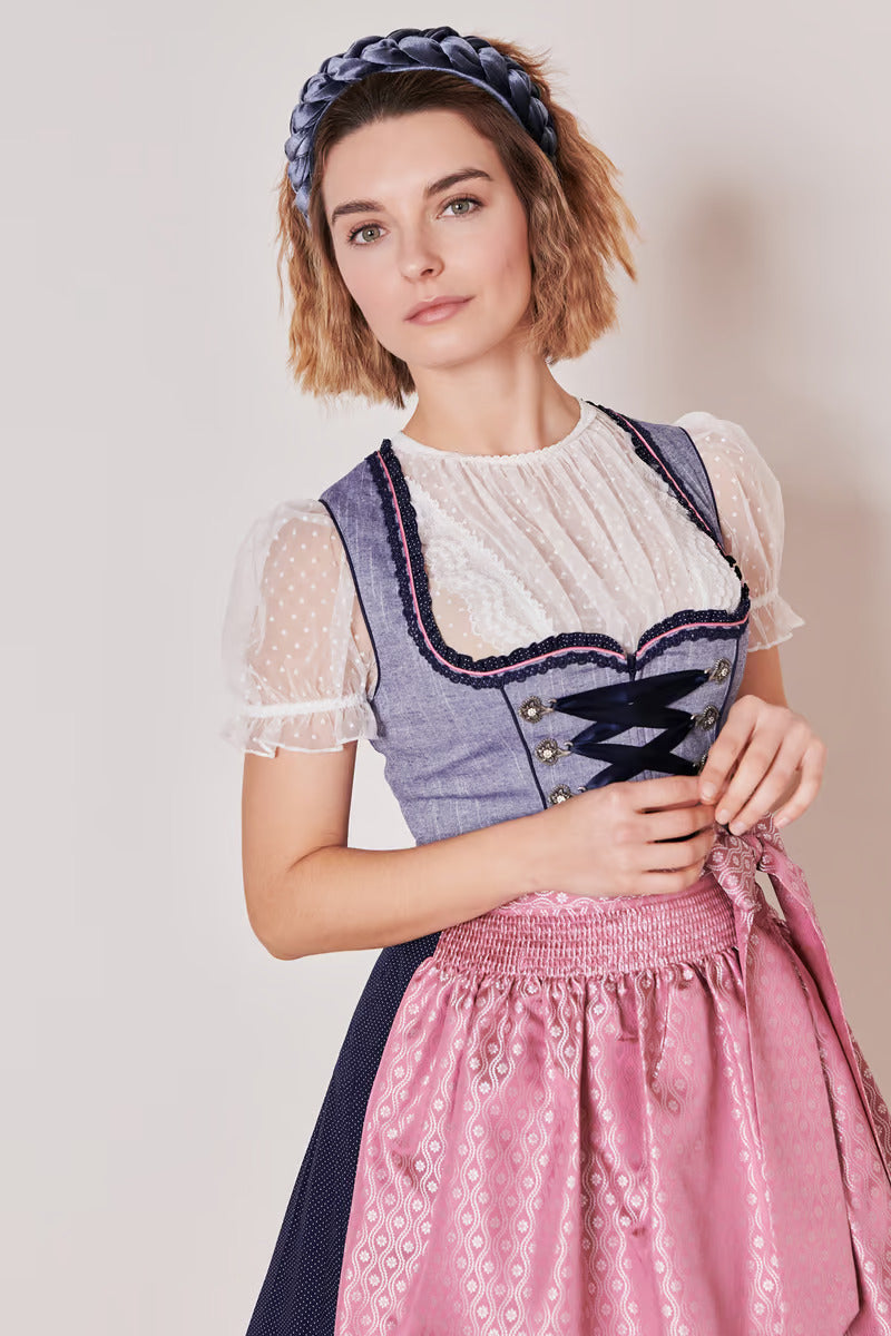 Kruger Mini Dirndl 2pcs. 50cm "Skylar" blue (32)