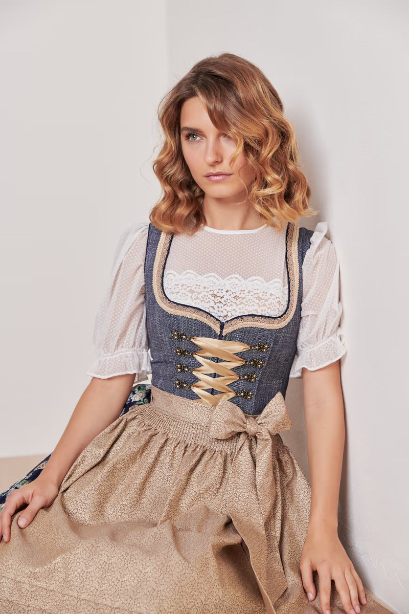 Kruger Mini Dirndl 2pcs. 50cm "Justine" blue