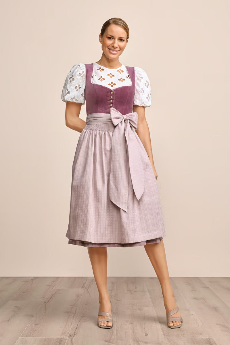 (new) Kruger Long Dirndl 2pcs. 70cm "Dinah" purple