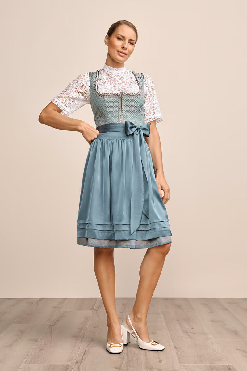 (new) Kruger Midi Dirndl 2pcs. 60cm "Orly" turquoise