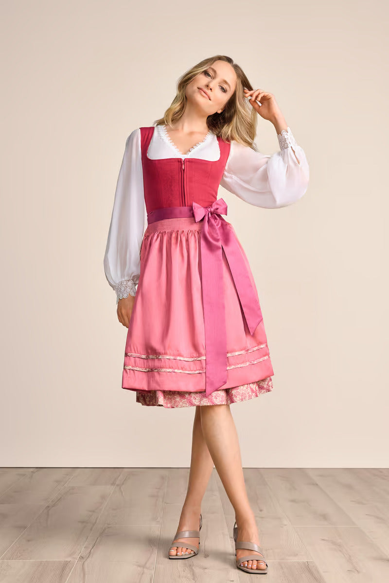 Kruger Midi Dirndl 2pcs. 60cm "Flaminia" berry (36,40,42) low stock