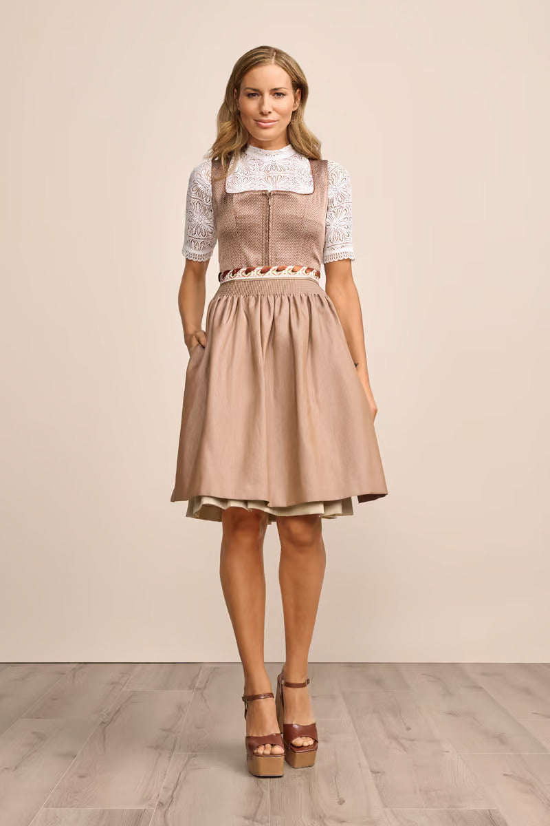 (new) Kruger Midi Dirndl 2pcs. 60cm "Irabelle" brown (low stock)