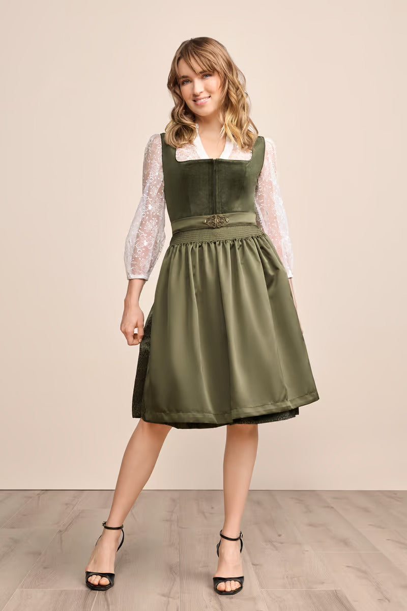 (new) Kruger Midi Dirndl 2pcs. 60cm "Livie" olive