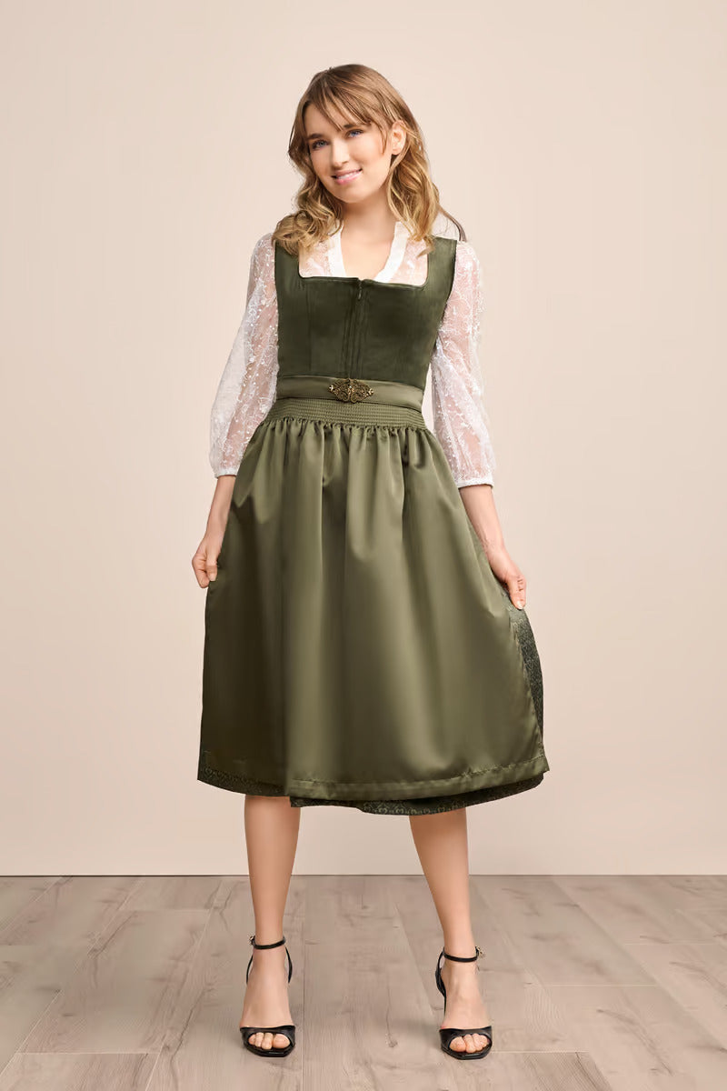 (new) Kruger Long Dirndl 2pcs. 70cm "Livie" olive