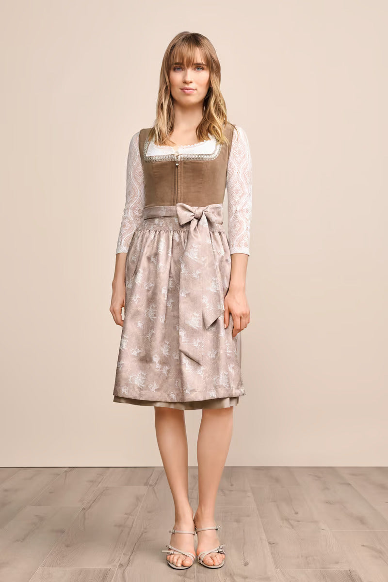 (new) Kruger Midi Dirndl 2pcs. 60cm "Elinda" brown