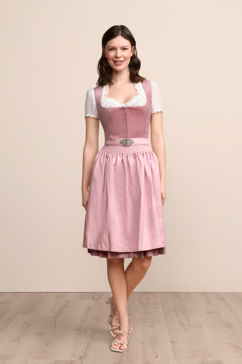 Kruger Midi Dirndl 2pcs. 60cm "Alisha" pink