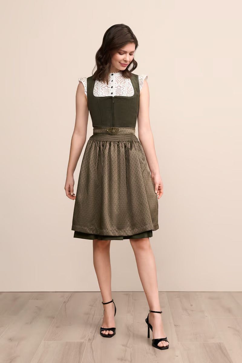 Kruger Midi Dirndl 2pcs. 60cm "Alisha" olive