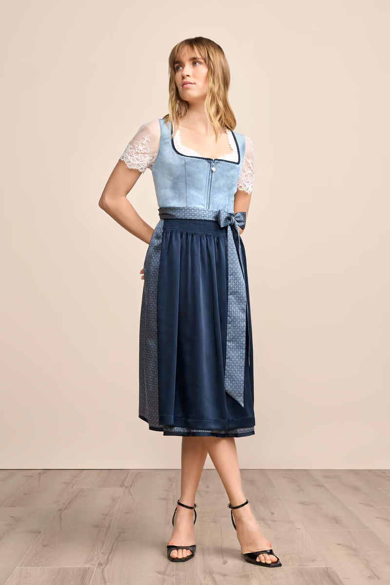 Kruger Long Dirndl 2pcs. 70cm "Dena" blue