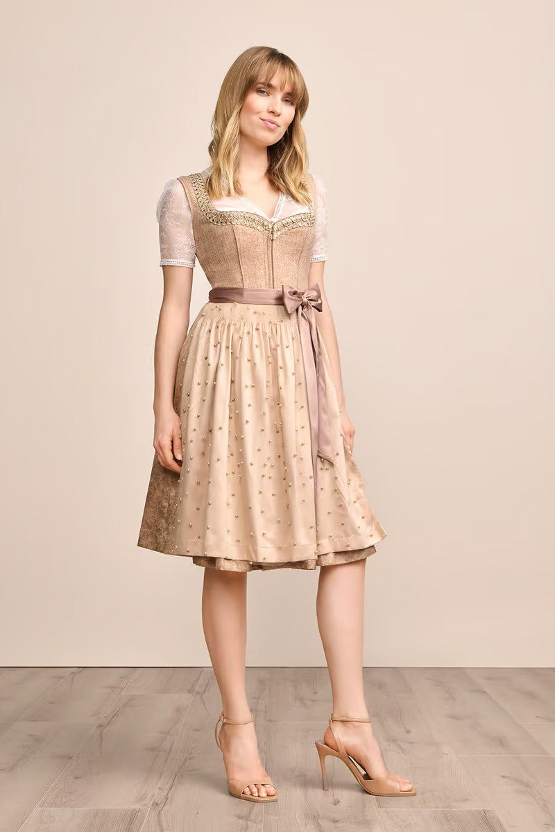 (new) Kruger Midi Dirndl 2pcs. 60cm "Lahja" beige