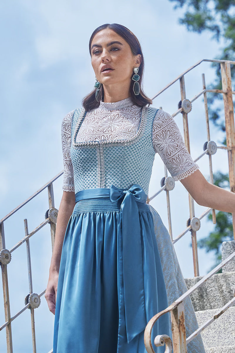 (new) Kruger Midi Dirndl 2pcs. 60cm "Orly" turquoise