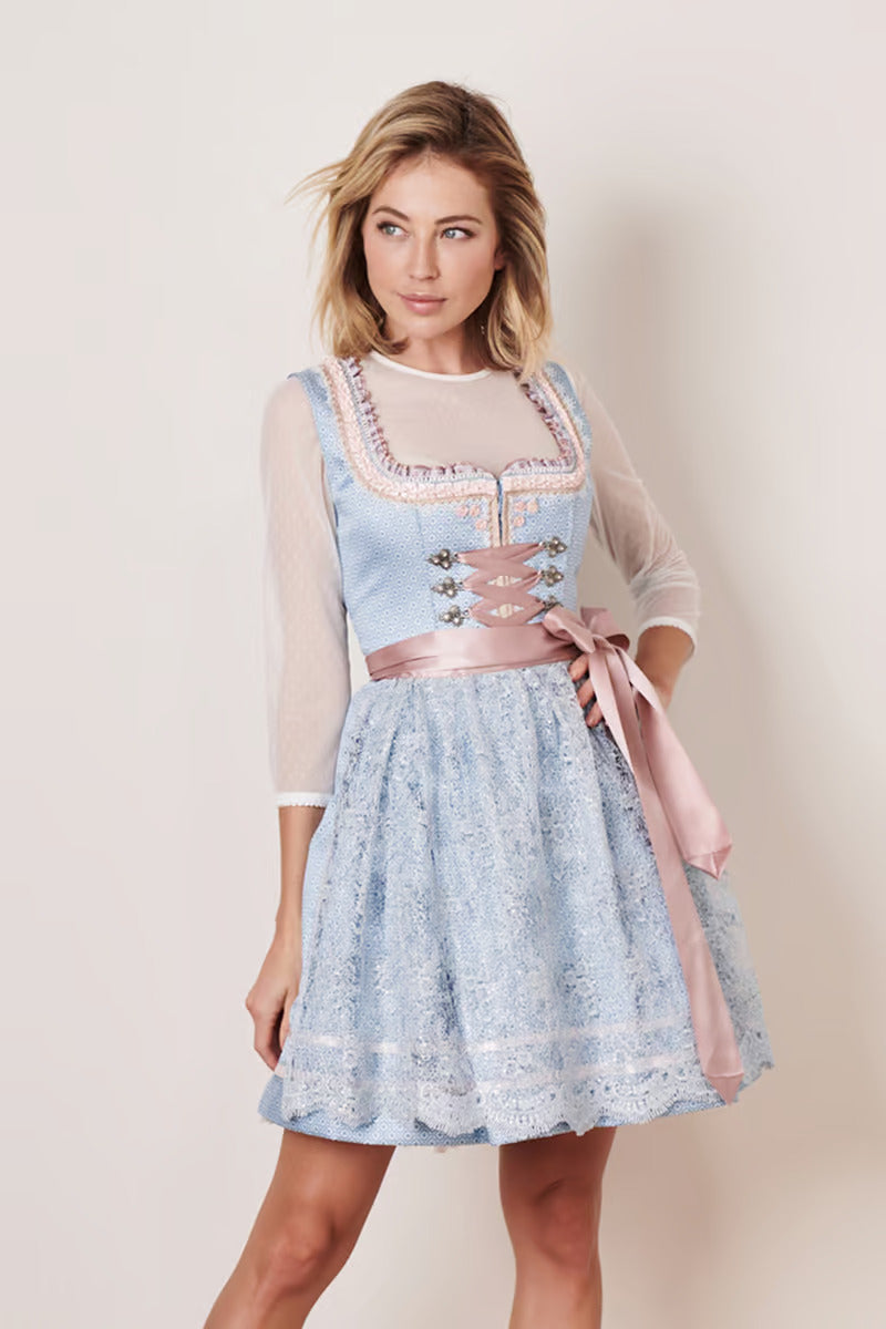 Kruger Mini Dirndl 2pcs. 50cm "Romi" light blue