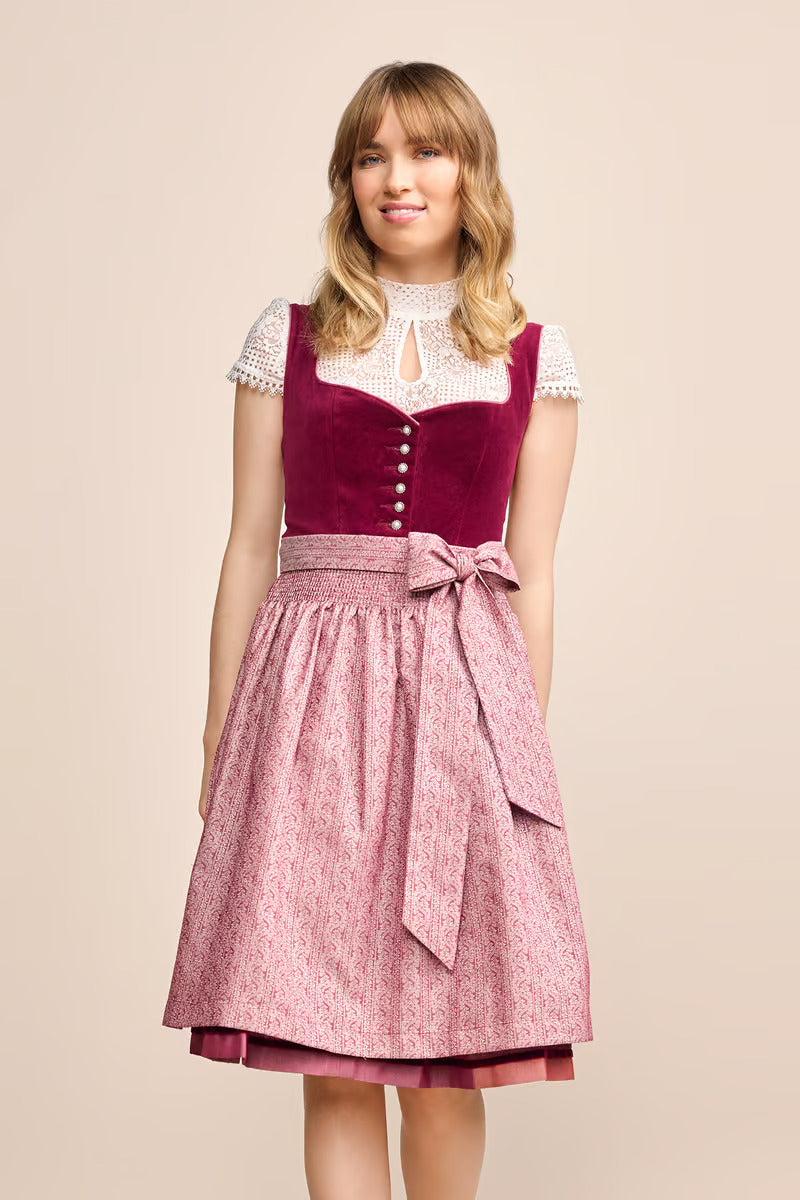 (new) Kruger Midi Dirndl 2pcs. 60cm "Laja" red