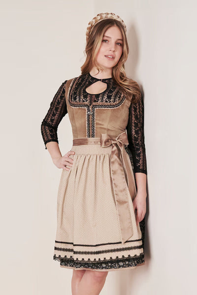 Kruger Midi Dirndl 2pcs. 60cm "Selene" brown