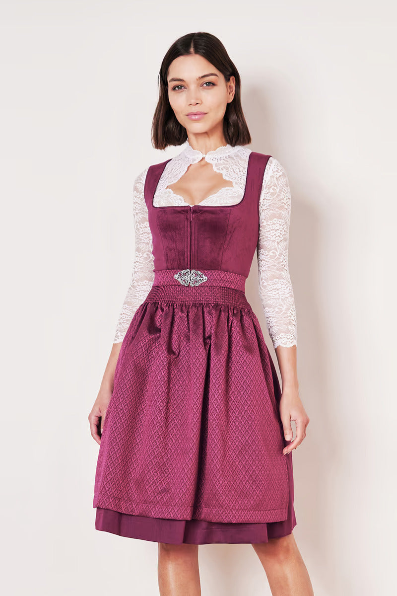 Kruger Midi Dirndl 2pcs. 60cm "Alisha" berry