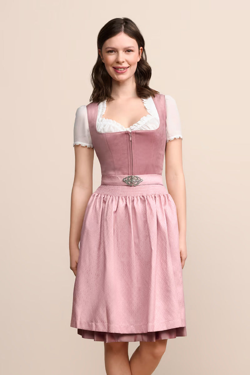 Kruger Midi Dirndl 2pcs. 60cm "Alisha" pink