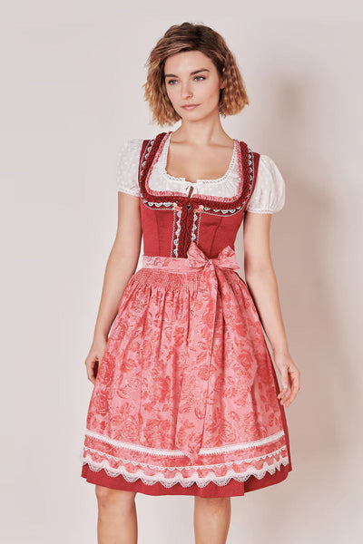 Kruger Midi Dirndl 2pcs. 60cm "Ulrika" red