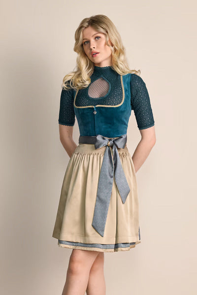 Kruger Mini Dirndl 2pcs. 50cm "Dena" turquoise