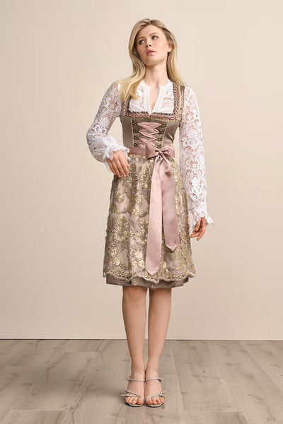 Kruger Midi Dirndl 2pcs. 60cm "Leya" brown