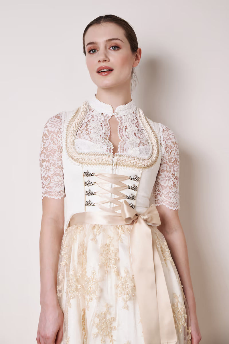 Kruger Midi Dirndl 2pcs. 60cm "Benedita" ecru