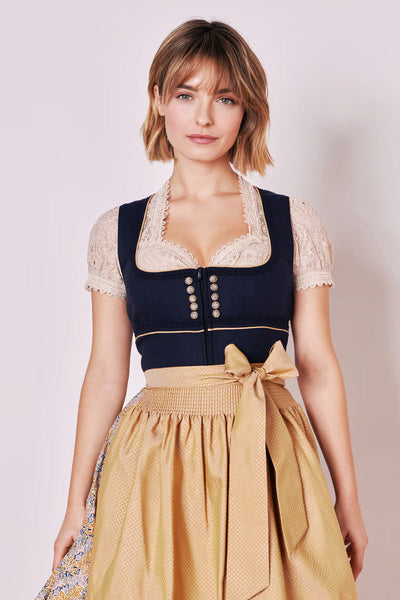 Kruger Midi Dirndl 2pcs. 60cm "Bee" blue (42)