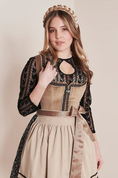 Kruger Midi Dirndl 2pcs. 50cm "Selene" brown