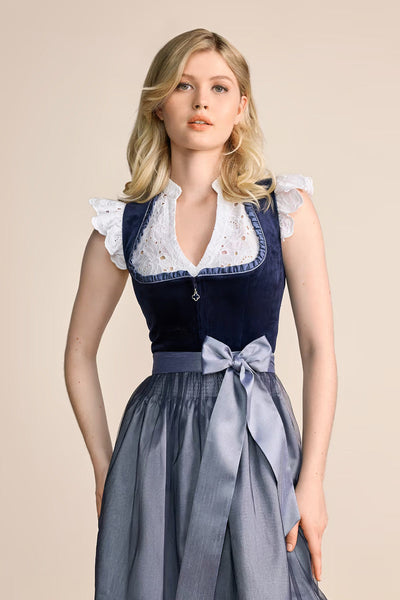 Kruger Midi Dirndl 2pcs. 50cm "Joelina" blue (30,32,34,38)