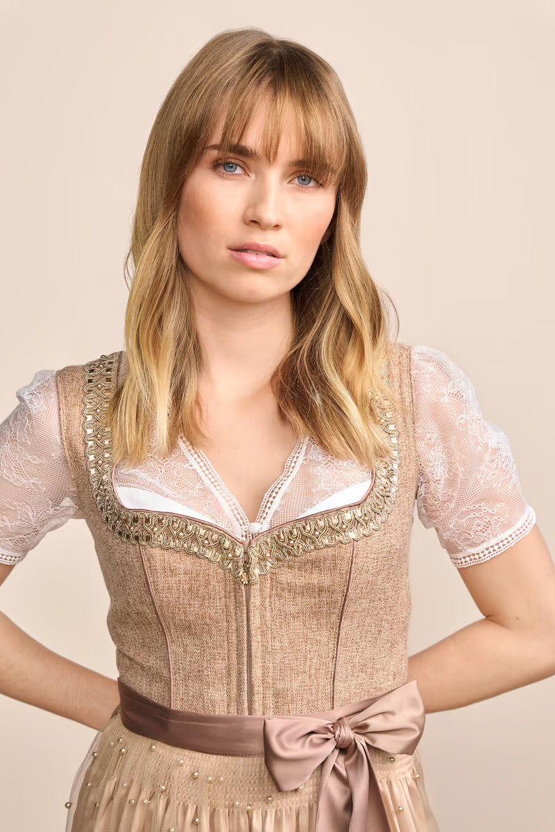 (new) Kruger Midi Dirndl 2pcs. 60cm "Lahja" beige