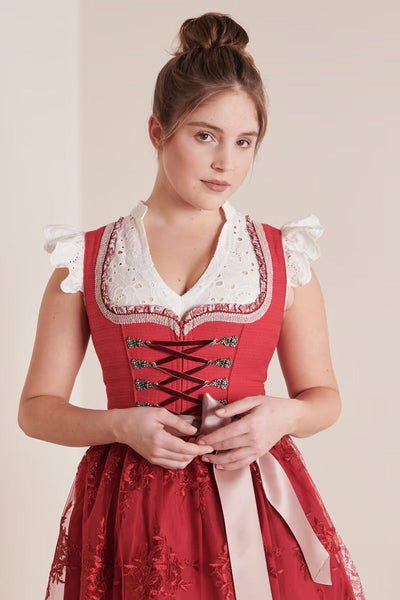 Kruger Midi Dirndl 2pcs. 50cm "Nakita" red