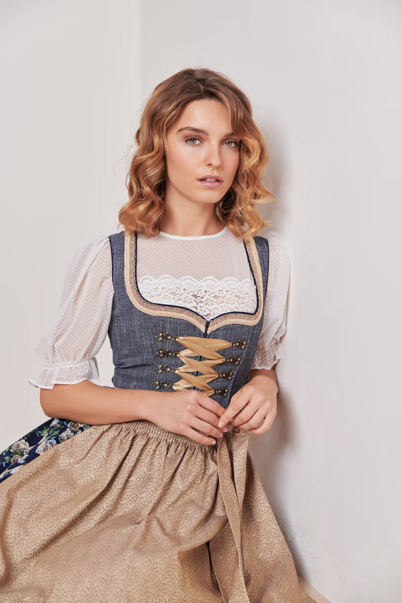 Kruger Mini Dirndl 2pcs. 50cm "Justine" blue