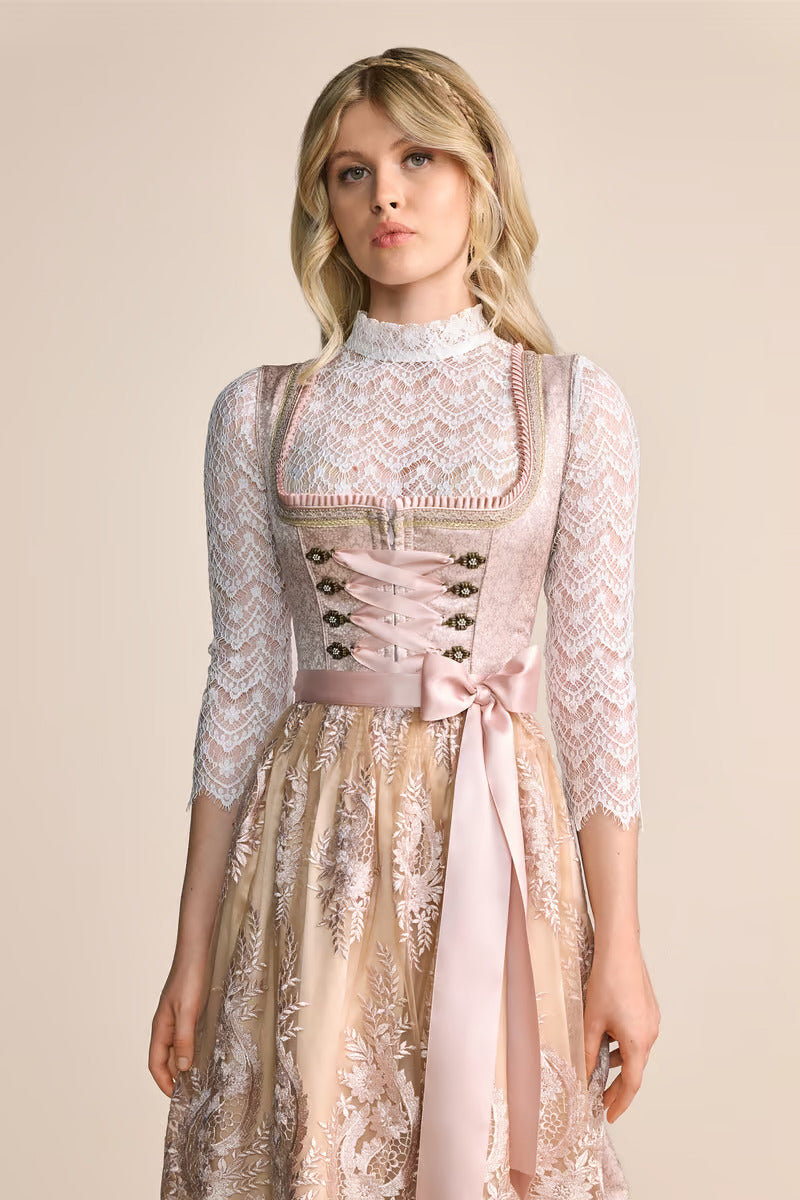 Kruger Midi Dirndl 2pcs. 60cm "Lunie" pink