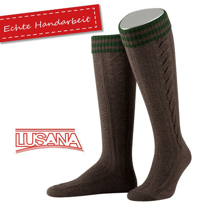 Traditional Costume - Men's Knee-high stockings (Dark Brown/w Green Stripes)