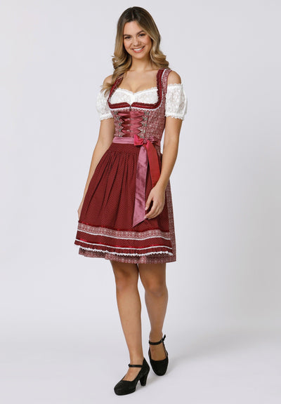 Stockerpoint Mini Dirndl 2pcs. 55cm "Kim" bordeaux (42)