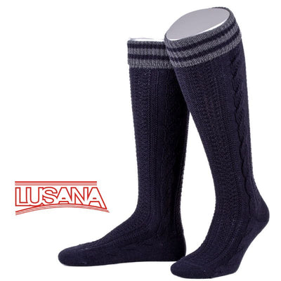 Traditional Costume - Men's Knee-high stockings (Navy/w White Stripes)